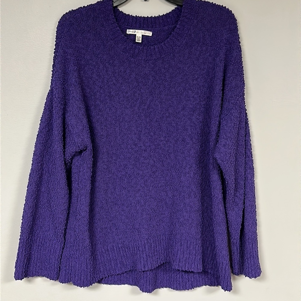 Seven 7 EXTRA  LARGE long sleeve PURPLE sweater, NUBBY